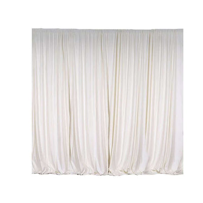 2 Pack Ivory Scuba Polyester Backdrop Drape Curtains, Durable Flame Resistant Event Divider Panels Wrinkle Free With Rod Pockets - 10ftx10ft