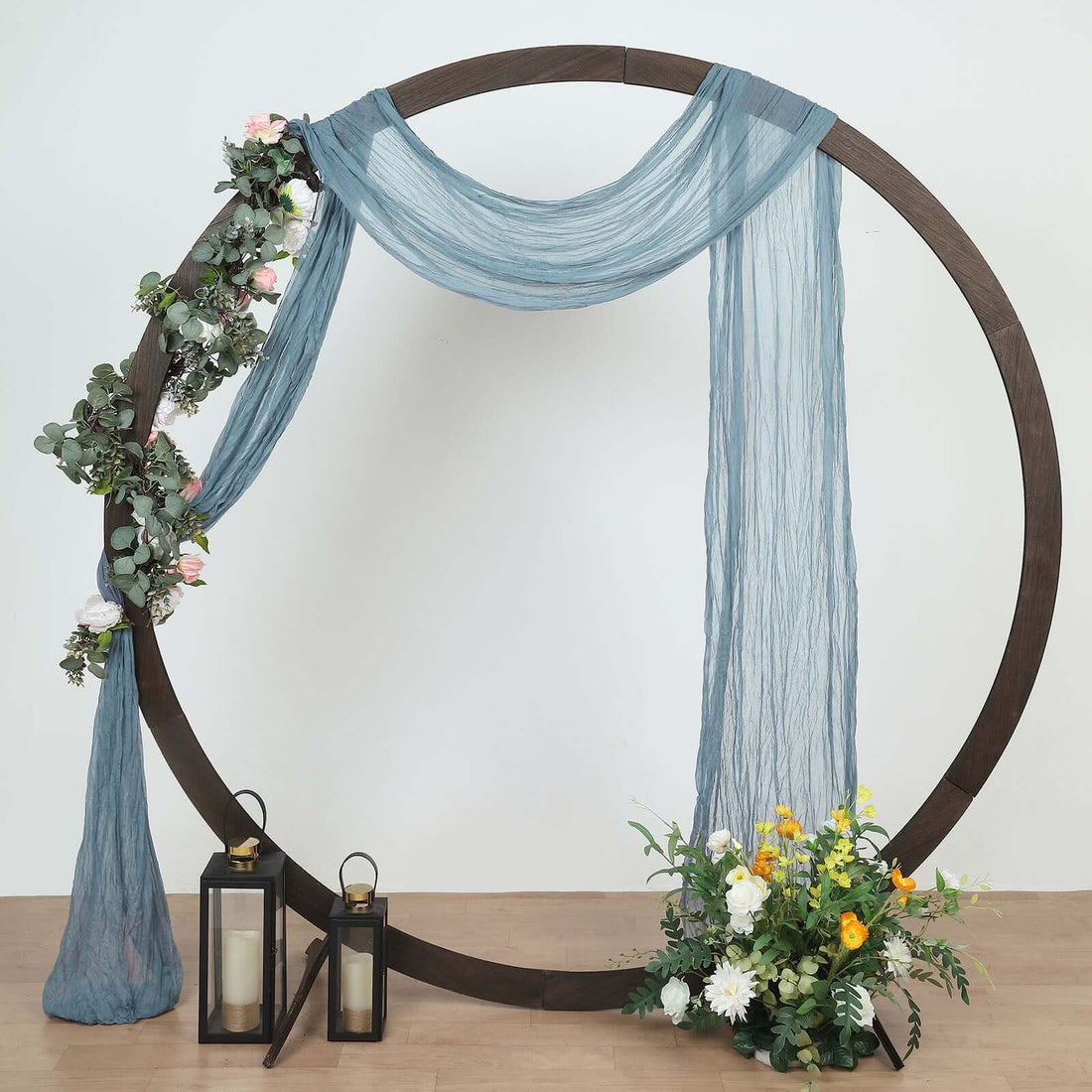 Dusty Blue Gauze Cheesecloth Draping Fabric Arch Decorations, Boho Arbor Long Curtain Panel 20ft