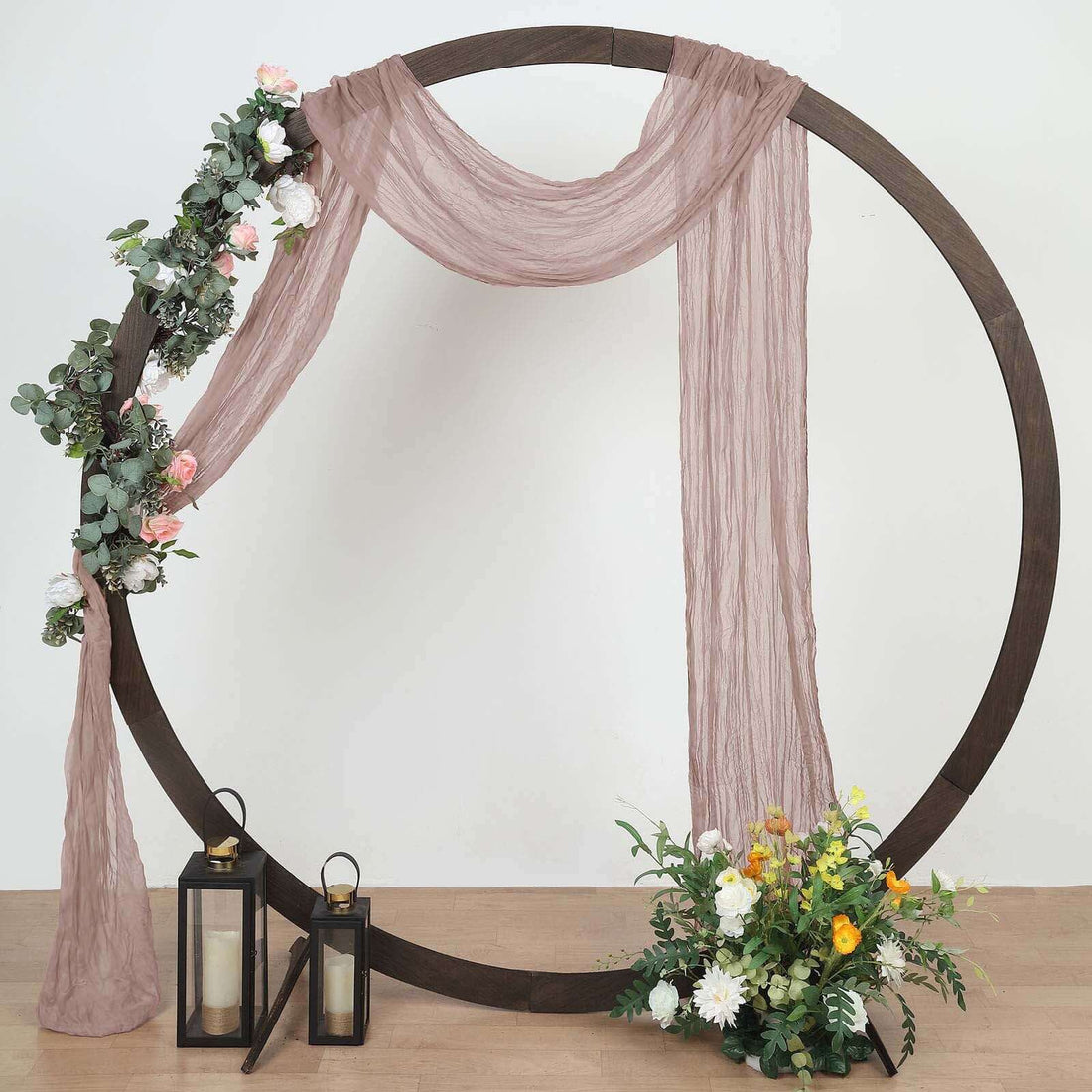 Dusty Rose Gauze Cheesecloth Draping Fabric Arch Decorations, Boho Arbor Long Curtain Panel 20ft