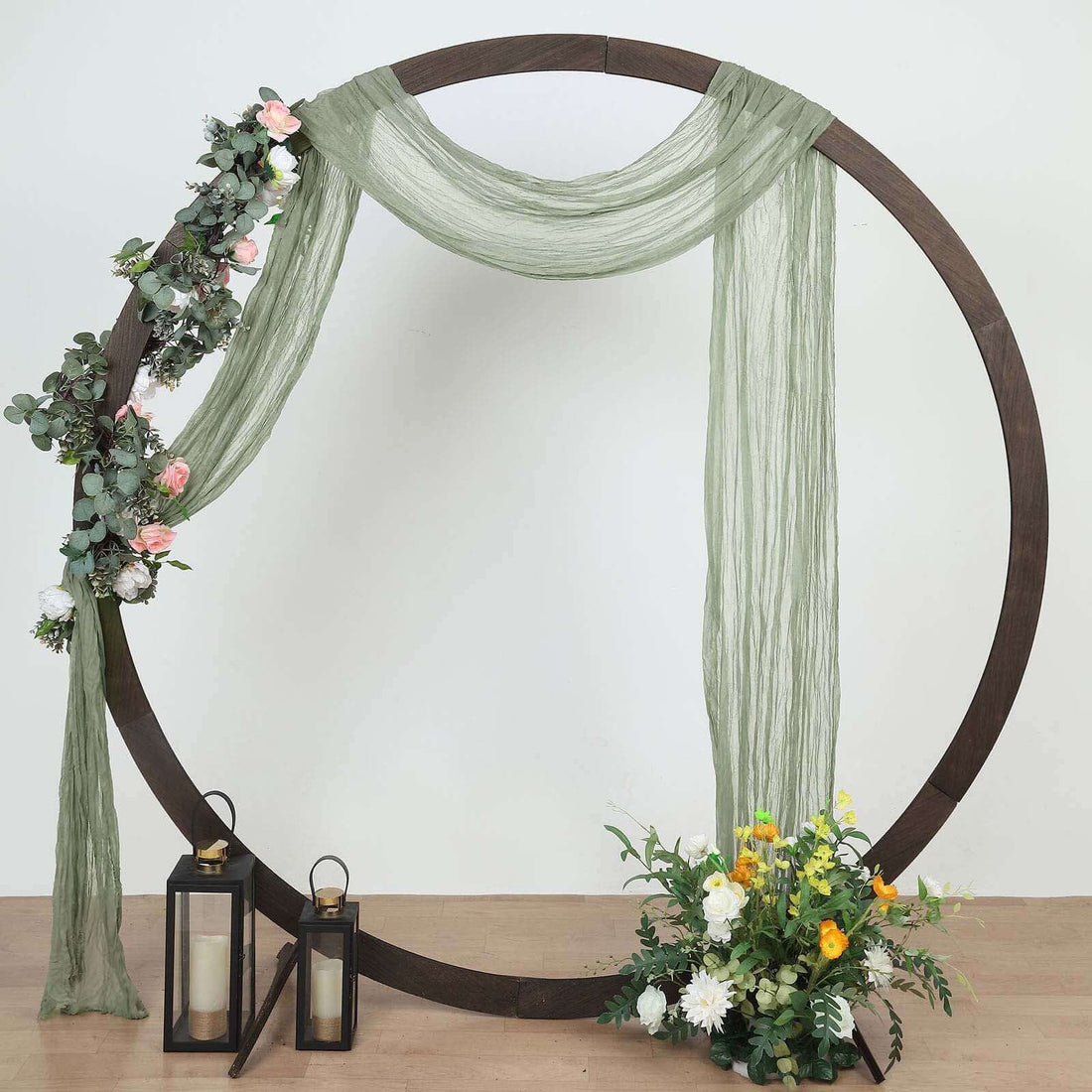 Dusty Sage Green Gauze Cheesecloth Draping Fabric Arch Decorations, Boho Arbor Long Curtain 20ft