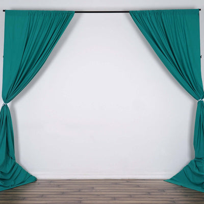 2 Pack Turquoise Scuba Polyester Backdrop Drape Curtains, Durable Flame Resistant Event Divider Panels Wrinkle Free With Rod Pockets - 10ftx10ft