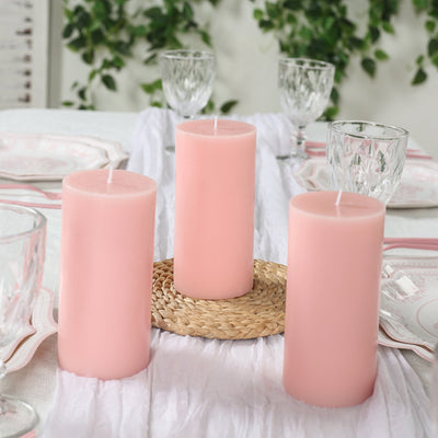 6-Pack Unscented Pillar Candles – Dripless 3"x6" Blush Paraffin Wax with Smokeless Cotton Wicks, Clean & Long-Lasting 60-Hour Burn