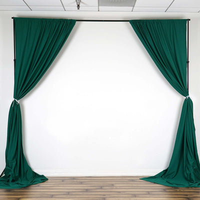 2 Pack Hunter Emerald Green Scuba Polyester Backdrop Drape Curtains, Durable Flame Resistant Event Divider Panels Wrinkle Free With Rod Pockets - 10ftx10ft