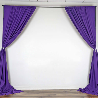 2 Pack Purple Scuba Polyester Backdrop Drape Curtains, Durable Flame Resistant Event Divider Panels Wrinkle Free With Rod Pockets - 10ftx10ft