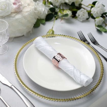 5 Pack Taffeta Napkins 20"x20" White Accordion Crinkle Style Cloth Napkins for Luxurious Events