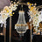 Empire Style Beaded Crystal Chandelier with Gold Ornate Metal Frame, Adjustable Hanging Farmhouse