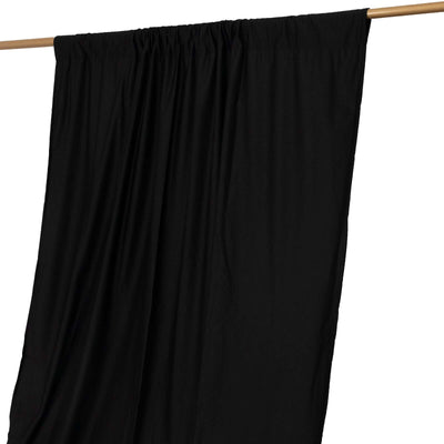 Black Scuba Polyester Backdrop Drape Curtain, Durable Flame Resistant Event Divider Panel Wrinkle Free With Rod Pockets - 5ftx14ft