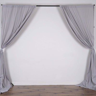 2 Pack Silver Scuba Polyester Backdrop Drape Curtains, Durable Flame Resistant Event Divider Panels Wrinkle Free With Rod Pockets - 10ftx10ft