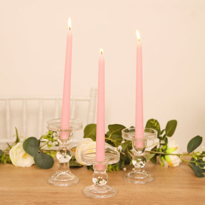 10-Pack Taper Candles 10" Premium Wax Design Pink - Unscented Candles