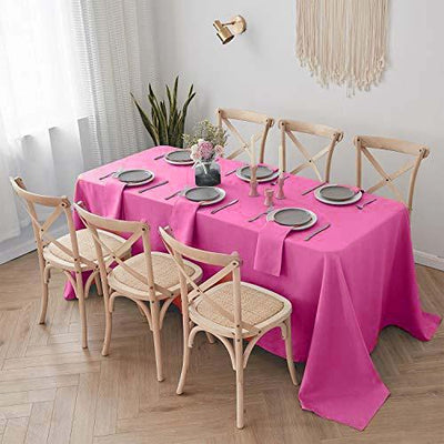 Polyester Rectangle Tablecloth 90"x132" Fuchsia with Seamless Finish