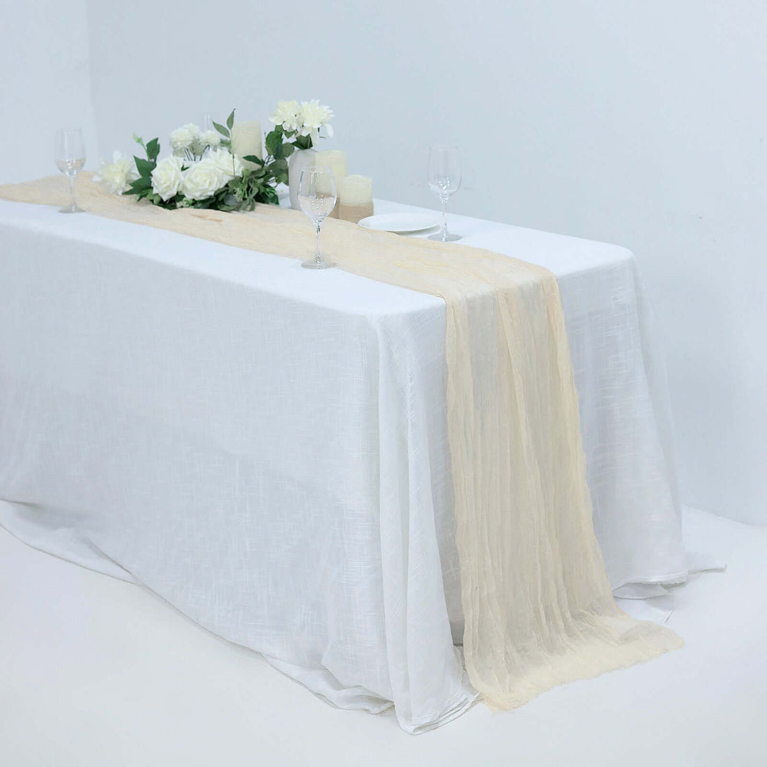 10 Feet Cream Gauze Cheesecloth Table Runner