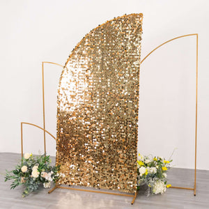 Gold Double Sided Big Payette Sequin Chiara Backdrop Stand Cover For Half Moon Wedding Arch Stand 7ft