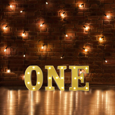 3D Marquee Letter "O" Gold with Warm White 6 LED Lights 6" - Light-Up Accent for Displays