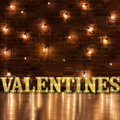 3D Marquee Letter "V" Gold with Warm White 5 LED Lights 6" - Light-Up Accent for Displays