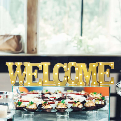 3D Marquee Letter "W" Gold with Warm White 8 LED Lights 6" - Light-Up Accent for Displays