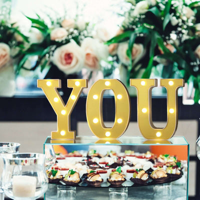 3D Marquee Letter "Y" Gold with Warm White 6 LED Lights 6" - Light-Up Accent for Displays