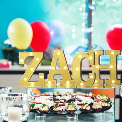 3D Marquee Letter "Z" Gold with Warm White 7 LED Lights 6" - Light-Up Accent for Displays