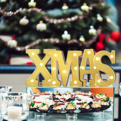 3D Marquee Letter "X" Gold with Warm White 5 LED Lights 6" - Light-Up Accent for Displays