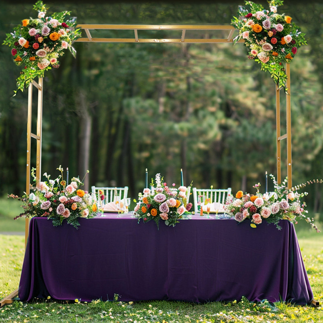 Gold Square Arbor - Freestanding 6' High Over the Table Stand, Backdrop Stand