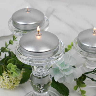 12 Pack Silver Floating Candles, 3" Unscented Dripless Wax Discs for Centerpieces
