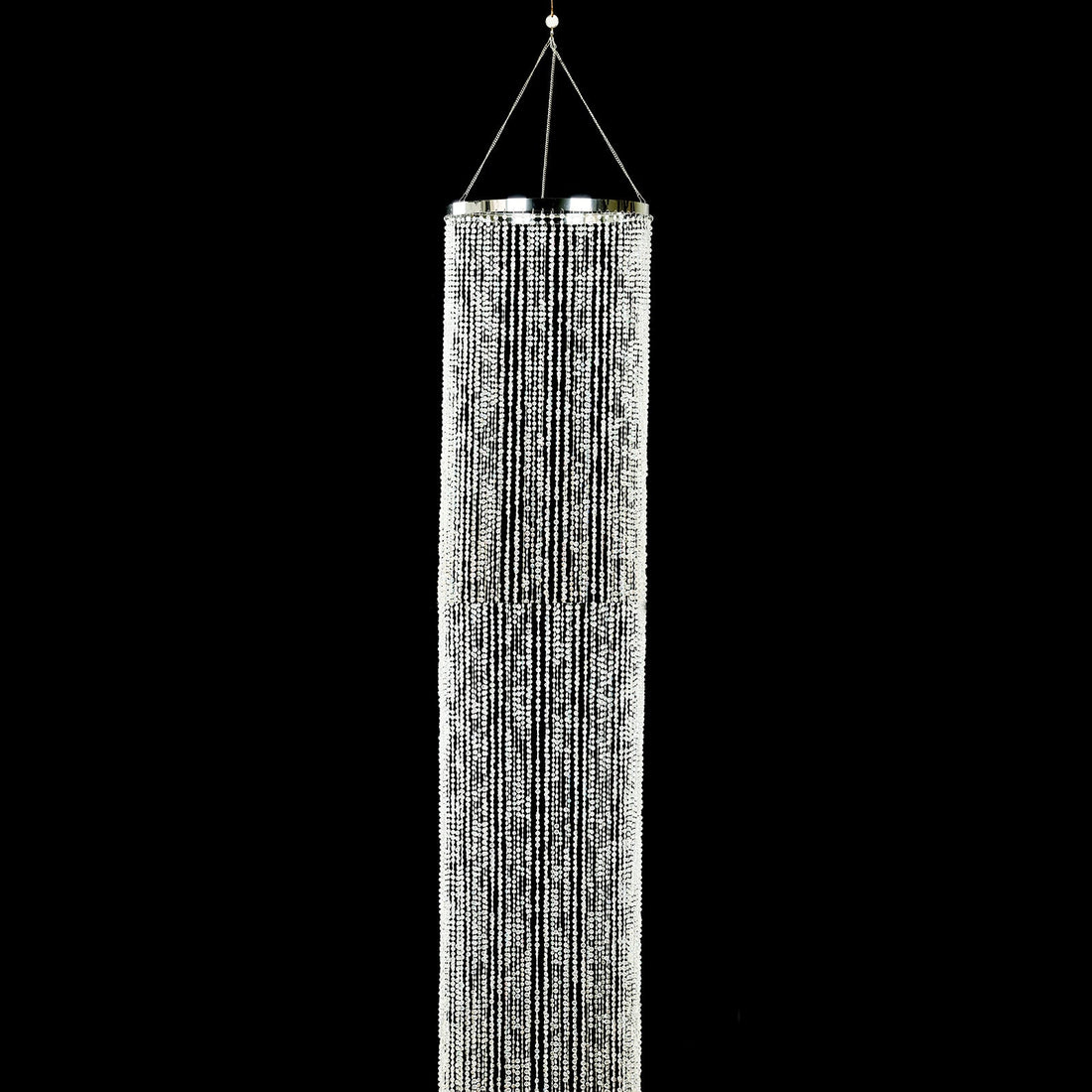 Hanging Beaded Crystal Column Chandelier, 14ft Tall Beads Curtain Round