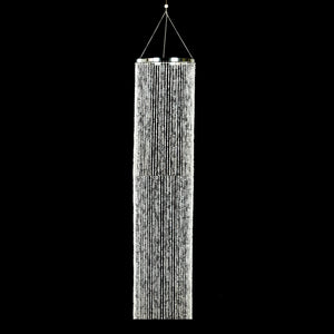 Hanging Beaded Crystal Column Chandelier, 9ft Tall Beads Curtain Round with Silver Metal Hoop and Hanging Chain