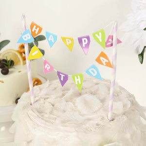 Happy Birthday Cake Topper Multi-Color Bunting Garland Style