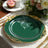 20-Pack Economy Plastic Charger Plates 13inch Round Hunter Emerald Green with Gold Embossed