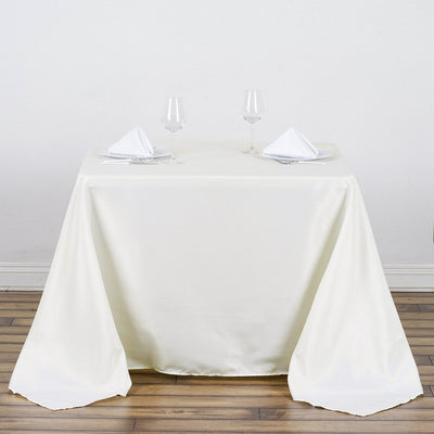 Polyester Square Tablecloth 90"x90" Ivory - Wrinkle-Resistant & Durable Table Cover