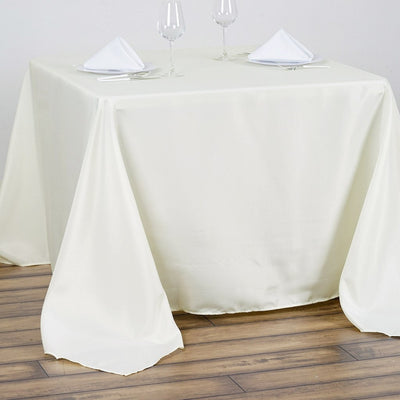 Polyester Square Tablecloth 90"x90" Ivory - Wrinkle-Resistant & Durable Table Cover