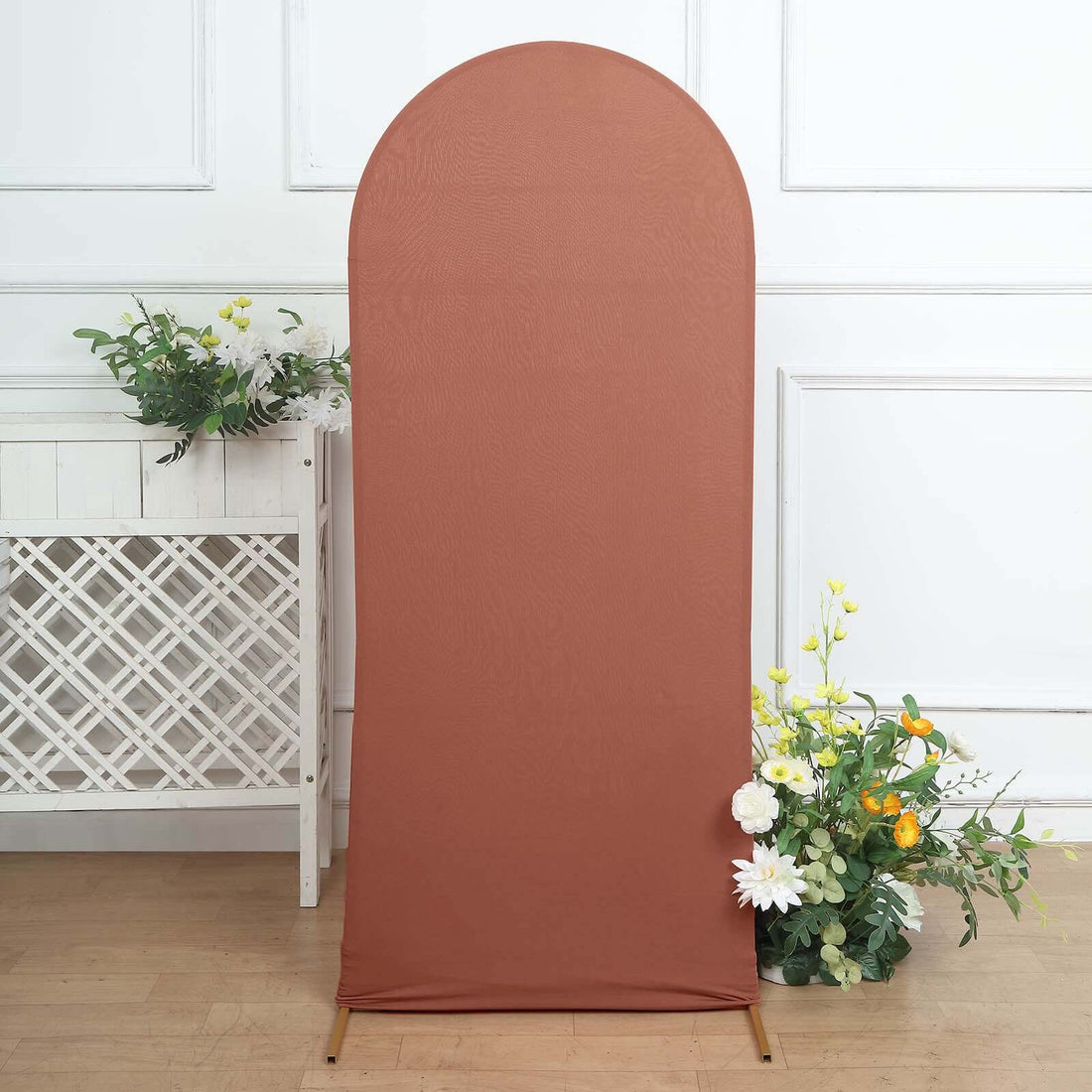 Matte Terracotta (Rust) Spandex Fitted Wedding Arch Cover