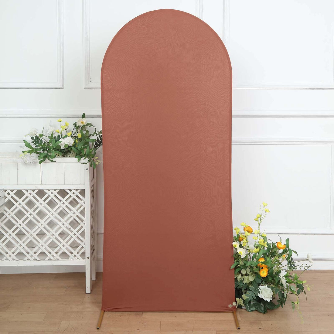 Matte Terracotta (Rust) Spandex Fitted Wedding Arch Cover