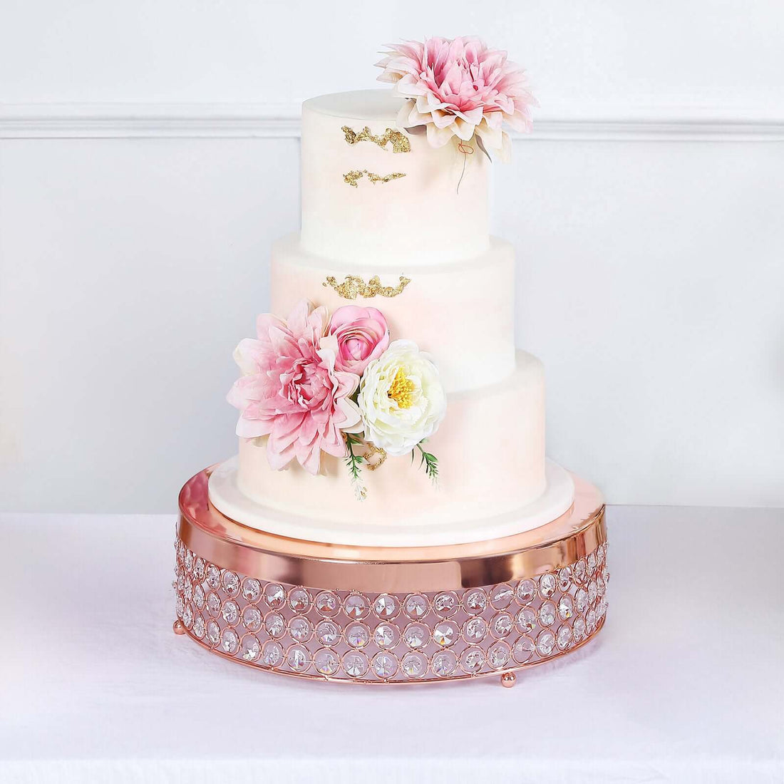14inch Rose Gold Crystal Beaded Metal Cake Stand Pedestal, Cupcake Display, Dessert Riser