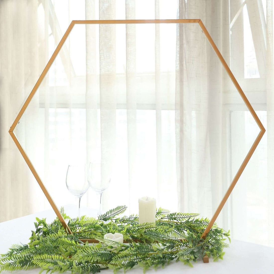 Gold Hexagon Arch Centerpiece Stand 24 Inch