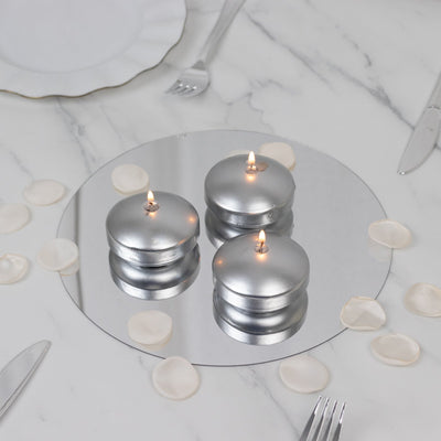 12 Pack Silver Floating Candles, 3" Unscented Dripless Wax Discs for Centerpieces