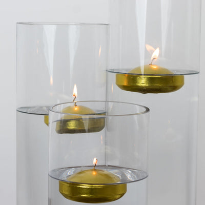 12 Pack Gold Floating Candles, 3" Unscented Dripless Wax Discs for Centerpieces