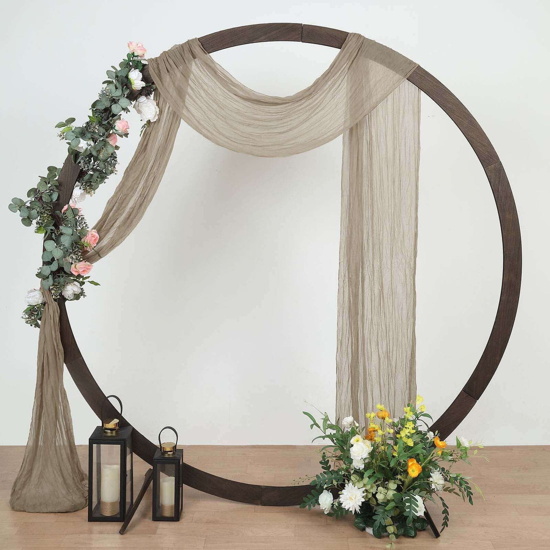Natural Gauze Cheesecloth Draping Fabric Wedding Arch Decorations, Boho Arbor Long Curtain 20ft