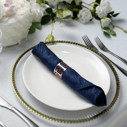 5 Pack Taffeta Napkins 20"x20" Navy Blue - Accordion Crinkle Cloth Napkins