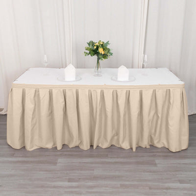 Polyester Table Skirt 21ft Nude - Stylish Pleated Table Cover