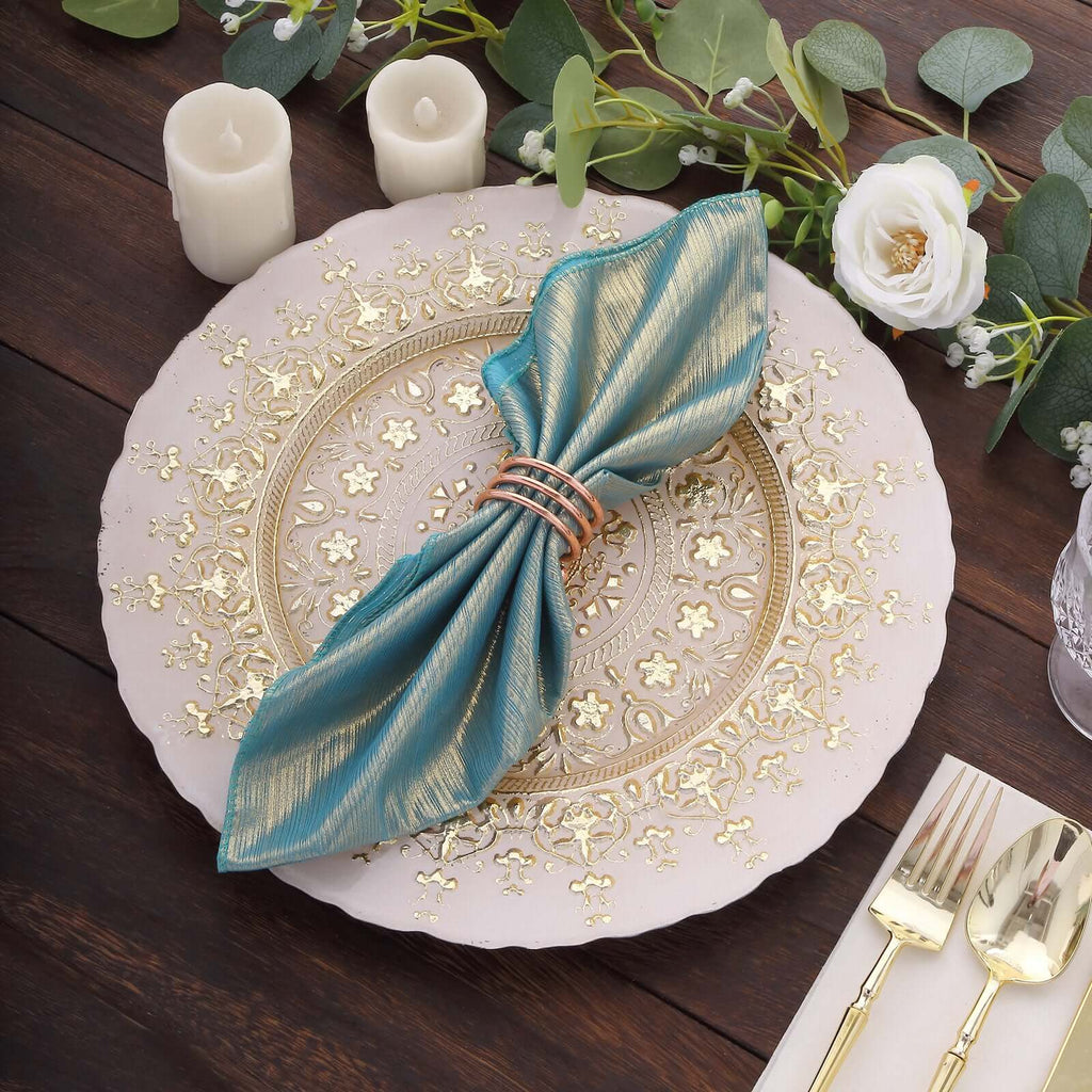 5-Pack Turquoise Shimmer Sequin Dinner Napkins | eFavormart.com