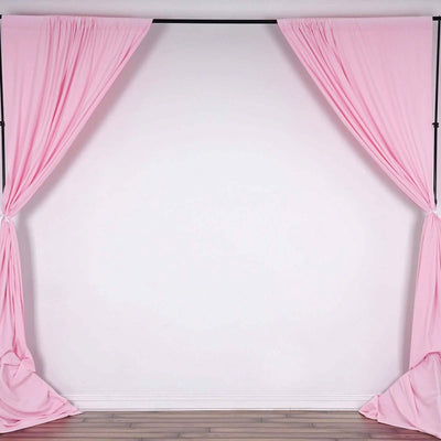 2 Pack Pink Scuba Polyester Backdrop Drape Curtains, Durable Flame Resistant Event Divider Panels Wrinkle Free With Rod Pockets - 10ftx10ft