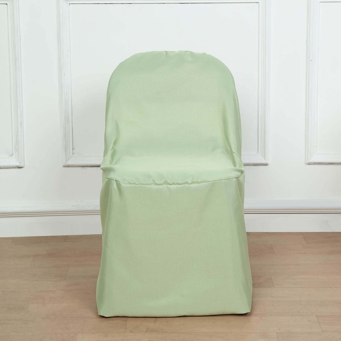 Sage Green Polyester Folding Chair Cover, Reusable Stain Resistant Slip On Chair Cover