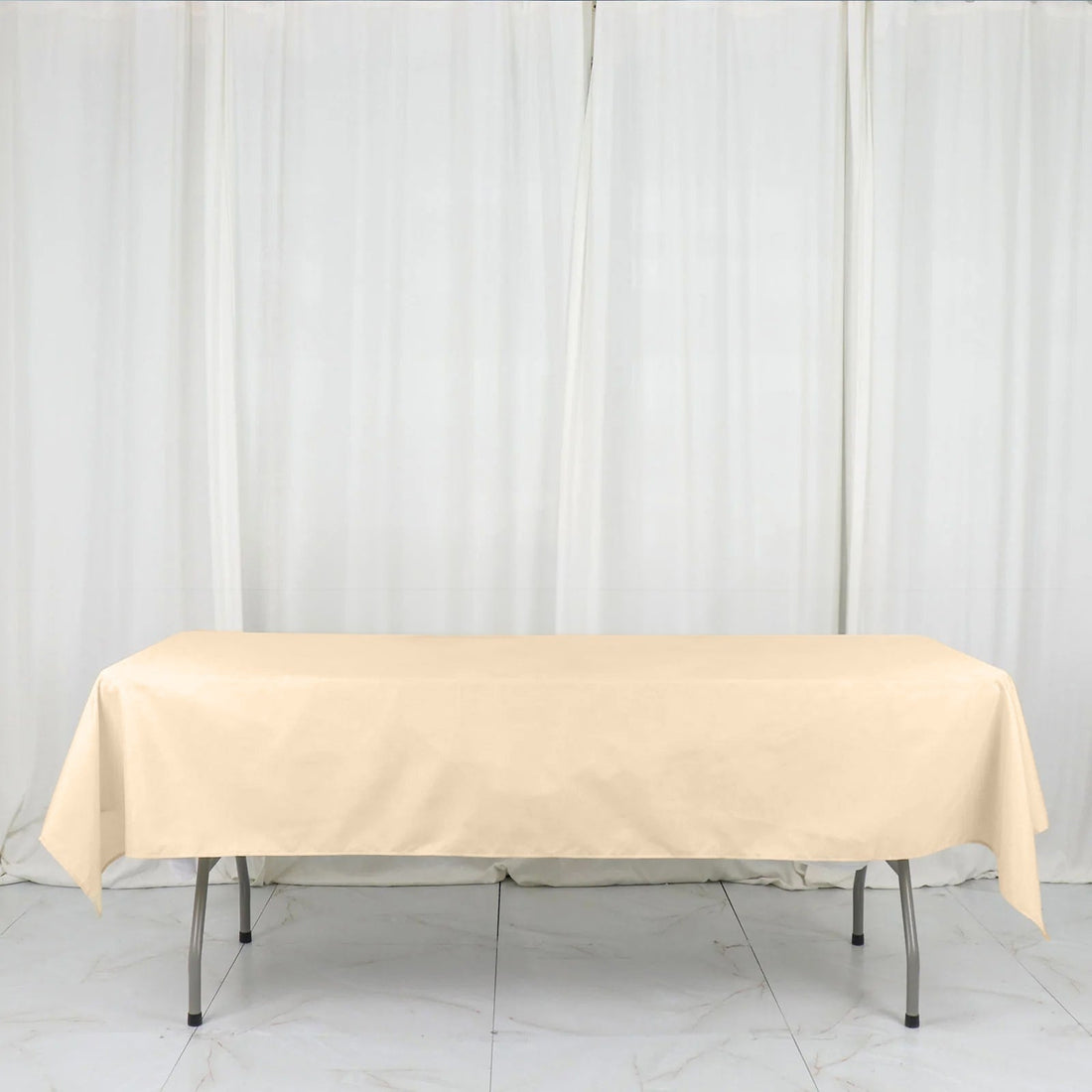 Beige Rectangle Polyester Linen Tablecloth 54 Inch x 96 Inch
