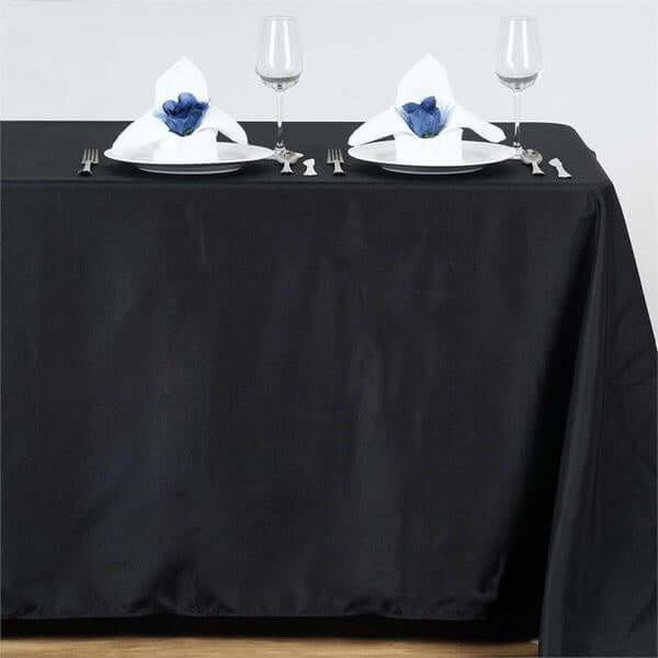 54x96Inch Black Polyester Linen Rectangle Tablecloth