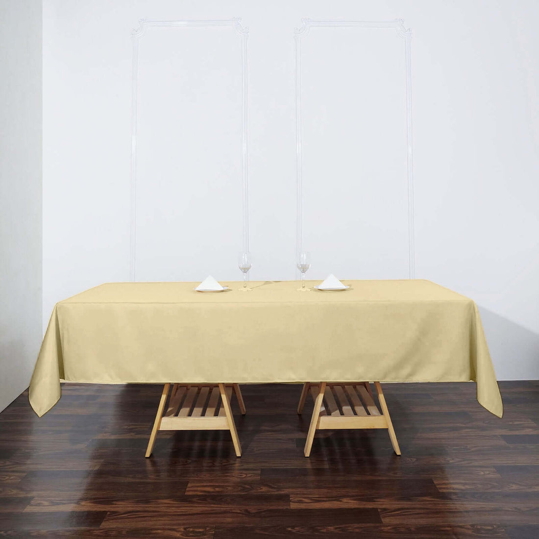 Champagne Rectangular Polyester Tablecloth 60 Inch x 102 Inch