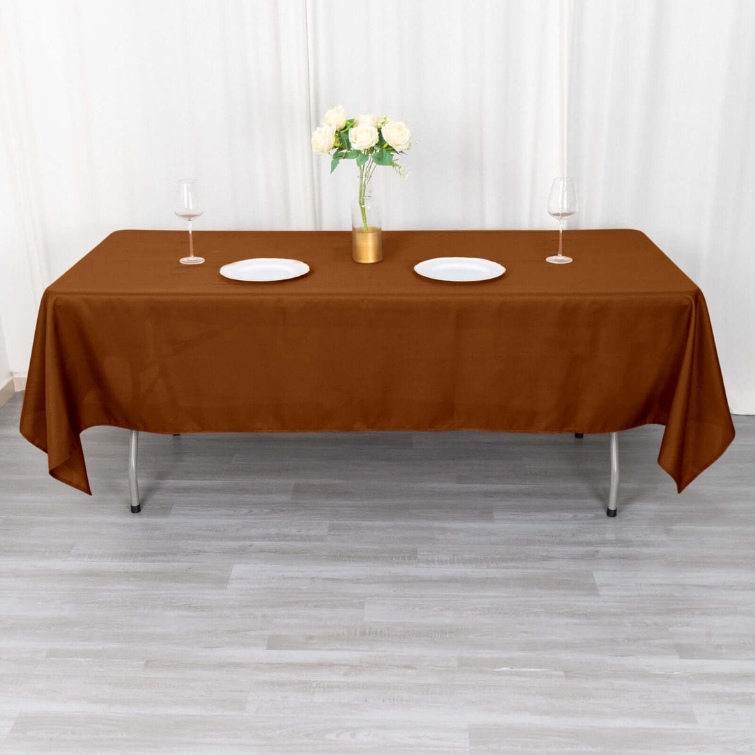 60x102inch Cinnamon Brown Seamless Polyester Rectangular Tablecloth
