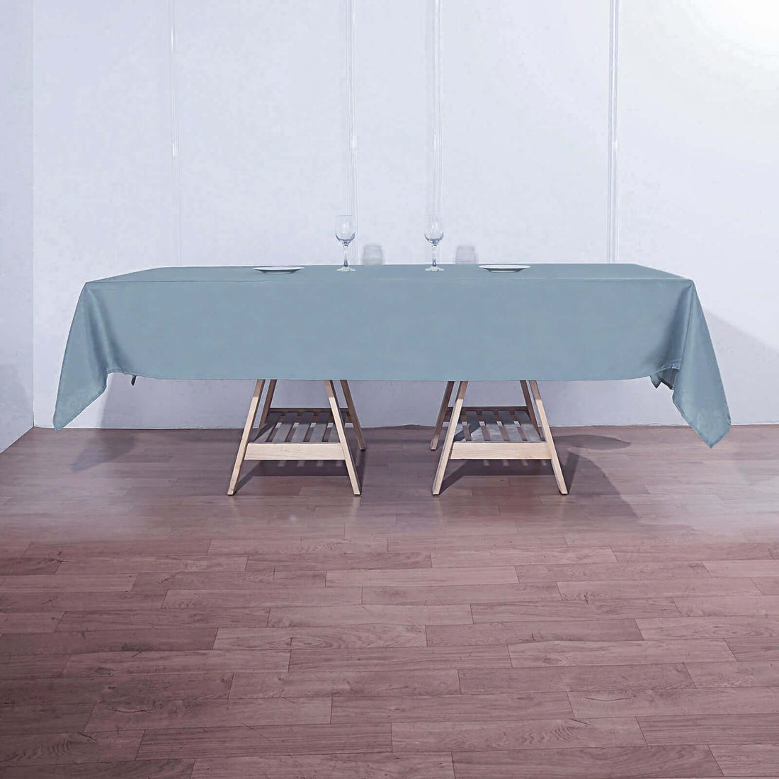 Polyester 60 Inch x 102 Inch Rectangular Dusty Blue Tablecloth