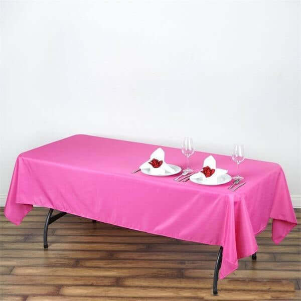 Rectangular 60 Inch x 102 Inch Tablecloth In Fuchsia Polyester
