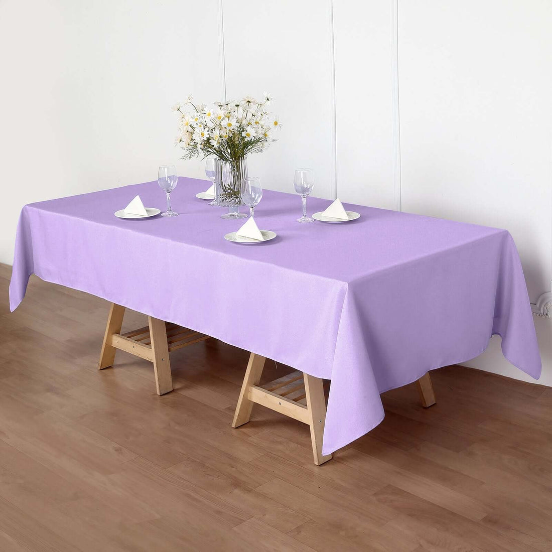 60inch x 102inch Lavender Lilac Polyester Rectangular Tablecloth