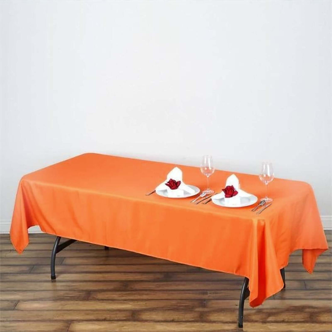 60 Inch x 102 Polyester Tablecloth In Orange Rectangular
